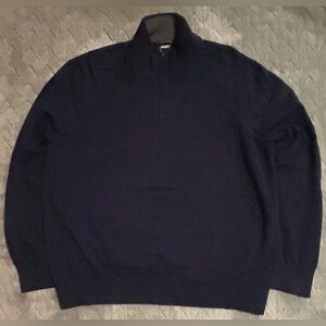 Lands End Supima Cotton 1/4 Zip Pull Over Sweater Men’s L Navy Blue